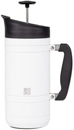 BruTrek Basecamp Coffee Press - Double Wall Vacuum Insulated Stainless Steel - Bru-Stop Technology, No Grounds in Coffee, No Spill Lid (Snowflake White, 48 fl.oz)