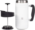 BruTrek Basecamp Coffee Press - Double Wall Vacuum Insulated Stainless Steel - Bru-Stop Technology, No Grounds in Coffee, No Spill Lid (Snowflake White, 48 fl.oz)