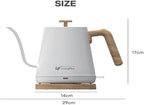 Modern Electric Gooseneck inner Stainless Steel Kettle, 1200W Quick Heating, One touch, Auto Shut off with Elegant Wood Grain design 800ML (White)
