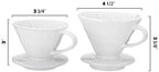 Pour Over Coffee Dripper - Ceramic Slow Brewing Accessories for Home, Cafe, Restaurants - Easy Manual Brew Maker Gift - Extra Small - White, 1 Cup
