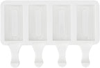 Pastry Tek 4 Cavities Popsicle Molds, 10 Cylinder Cakesicle Molds - Flexible, Freezable, White Silicone Cake Popsicle Molds, Easy Release, For Baking - Restaurantware