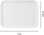 Blue Boat 17" x 12" Rectangular Serving Trays Set Set of 4 White, Melamine Serving Platter, Light Weight Easy to Clean Sturdy Stackable BPA-Free Dishwasher Safe