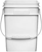 House Naturals 4 Gallon Square Food Grade Bucket Pail with Plastic Handles and Lid (Pack of 3) Made in USA containers (Blue/Red/White)