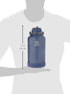 Takeya Actives Water Bottle with Straw Lid - Durable & Easy-Care Water Bottle with Stainless Steel Insulation - BPA-Free Lid with Carry Handle & Straw - Dishwasher-Safe - 64 oz, Midnight Blue