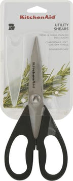 KitchenAid All Purpose Kitchen Shears with Protective Sheath Durable Stainless Steel Scissors, Dishwasher Safe, Soft Grip Comfort Handle, 8.72 Inch, Black