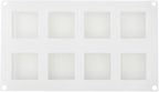 Pastry Tek 8 Cavities Square Cupcake Pan, 1 Oven-Ready Square Mold - Flexible, Freezable, White Silicone Petit Four Mold, Easy Release, For Baking - Restaurantware