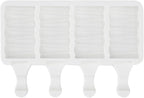 Pastry Tek 4 Cavities Popsicle Molds, 10 Rectangle Cakesicle Molds - Flexible, Freezable, White Silicone Cake Popsicle Molds, Easy Release, For Baking - Restaurantware