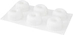 Pastry Tek 6 Cavities Donut Pans, 10 Ridge Design Donut Molds - Oven-Ready, Flexible, White Silicone Bagel Pans, Freezable, Easy Release - Restaurantware