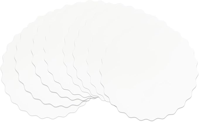 qiqee 11 Inch White Wave Cake Boards Round 15-Packs Circles Rounds Base Food-Grade Cardboard Wave Cake Plate（Thinner But Stronger）