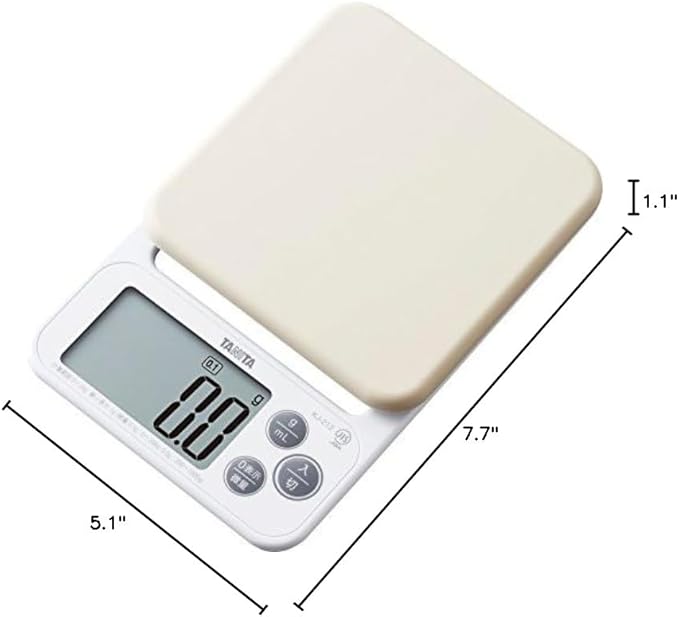 Tanita KJ-212 WH Cooking Scale with Removable and Washable Silicone Cover, Measures Up to 4.4 lbs (0.1 g) Units,