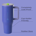 HydroJug Traveler - 32 oz Water Bottle with Handle & Flip Straw - Fits in Cup Holder, Leak Resistant Tumbler-Reusable Insulated Stainless Steel & Rubber Base - Gifts for Women & Men, Lime Rickey