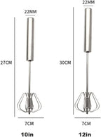 Stainless Steel Egg Whisk, Digead Hand Push Rotary Whisk Blender, whisks for cooking, Hand Push Mixer Stirrer for Blending, Whisking, Beating & Stirring (10+12in)