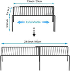 Kitchen Cabinet Expandable Shelf Organizers Set of 4, Adjustable Metal Wire Pantry Storage Shelves, Plate Dish Organizer Rack for Cabinets, Cupboard, Counter, Freezer, Countertop, Black
