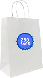 ASSUREPAK White Paper Bags - 250 Bags - 13"x7"x17" - 74 LB Weight basis (110 GSM strong) Twisted Handle - Gift Bags for Decorating, Birthdays & Events - 13717WHITEPAPTHDL