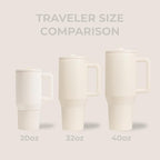 HydroJug Traveler - 32 oz Water Bottle with Handle & Flip Straw - Fits in Cup Holder, Leak Resistant Tumbler-Reusable Insulated Stainless Steel & Rubber Base - Gifts for Women & Men, Cream