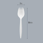 Plasticpro Cutlery Plastic Sporks Medium Weight Disposable Silverware White (1000 Count)