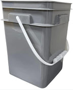 House Naturals 4 Gallon Square Food Grade Bucket Pail with Plastic Handles and Lid (Pack of 3) Made in USA containers (Gray)