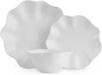 Portmeirion Sophie Conran Floret 12 Piece Dinnerware Set | Service for 4 | Elegant Dinnerware Serving Plates | Appetizer, Buffet, Dinner, and Lunch Plates | Dishwasher Safe – Dove Gray