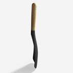 Cooking Spoon Set for Nonstick Cookingwares with Lengthed Wooden Handle, VOVOLY Silicone Spatula Spoon for Mixing, Scoop, and Scrape, Black, 13.4'', 2-Pack