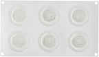 Pastry Tek 6 Cavities Rose Baking Mold, 1 Oven-Ready 3D Rose Mold - Flexible, Freezable, White Silicone Chocolate Mold, Easy Release, For Making Candies or Chocolates - Restaurantware