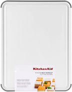 KitchenAid Classic Cutting Board with Perimeter Trench and Non Slip Edges, Dishwasher Safe, 11 inch x 14 inch, White and Gray