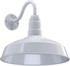 Steel Lighting Co. Gardena Barn Light | Outdoor Wall Mounted | 16" Dome | 11" Gooseneck | Farmhouse Light Made in America | White Exterior/White Interior