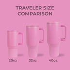 HydroJug Traveler - 40 oz Water Bottle with Handle & Flip Straw - Fits in Cup Holder, Leak Resistant Tumbler-Reusable Insulated Stainless Steel & Rubber Base - Gifts for Women & Men, Taffy