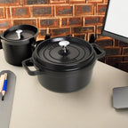 STAUB Cast Iron Round Cocotte, Dutch Oven, 2.75-quart, serves 2-3, Made in France, Matte Black