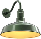 Steel Lighting Co. Gardena Barn Light | Outdoor Wall Mounted | 16" Dome | 11" Gooseneck | Farmhouse Light Made in America | Hunter Green Exterior/Brass Interior