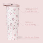 HydroJug Sport - Stainless Steel Tumbler with Straw, Vacuum Insulated, 40oz Leakproof Water Bottle, Ergonomic Design, Reusable, Dishwasher Safe, Rubber Base, Durable for Gym or Outdoors, Wildrose
