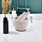 Mortar and Pestle Set,Heavy Duty,Unpolished Granite,8Inch-5Cup Capacity,Grinder for Spices and Seeds,Grinding,Crushing and Mashing Spices,Nuts,for Guacamole,Garlic Sauce,Gray.