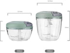 Food Chopper,Garlic Chopper with Container,Vegetable Kitchen Cutter,Pull String Hand Manual Food Processor Sharp Blades Mincer Shredder for Cutting Onions Chili Ginger Seasoning (Green, 900ml)