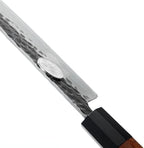 MITSUMOTO SAKARI Nakiri Chef Knife 7 inch - Hand Forged Japanese Kitchen Knives, 3-Layer 9CR18MOV High Carbon Steel, Rosewood Handle & Sandalwood Box