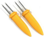 3.66 Inch Stainless Steel Corn Holders, Corn on The Grill, Corn on The Cob Skewers, Double Fork Sweet Corn Seat, Home & BBQ Cooking Fork (10 Pcs)