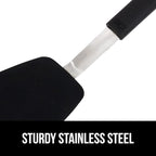 GORILLA GRIP Patented BPA-Free Non-Scratch Spatula, Heat Resistant Silicone Head for Nonstick Cooking Pans, Soft Rubber Handle, Kitchen Spatulas for Flipping, Holiday Prep Essentials, 11.6 in, Black