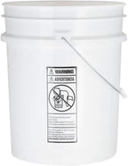 House Naturals 5 Gallon Premium HPDE Plastic Bucket - Made in USA Food Grade Storage Container, BPA Free All Purpose Pail (3, White)