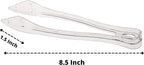 PARTY BARGAINS 8.5 Inches Plastic Serving Tongs, 12 Pack, Premium Quality & Heavy-Duty Clear Plastic Tongs for BBQ, Salads, Grilling, Buffets, Kitchen