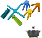 3/Pack Foldable Trivets Silicone, FENGCHEN Folding Trivets, Non-Slip Collapsible Cross Compact Design Expandable Silicone Pot Holder,Grey