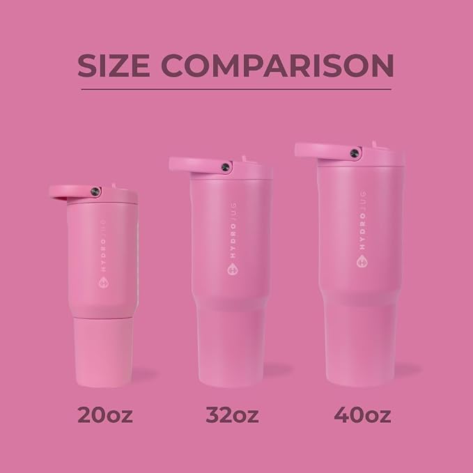 HydroJug Sport - Stainless Steel Tumbler with Straw, Vacuum Insulated, 20oz Leakproof Water Bottle, Ergonomic Design, Reusable, Dishwasher Safe, Rubber Base, Durable for Gym or Outdoors, Taffy