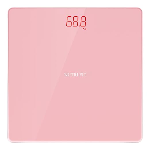 NUTRI FIT Digital Scale for Body Weight, Precision Bathroom Weighing Scale Step-On Technology High Capacity - 330 lb, LED Display with High Precision Measurements, Pink
