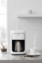 Beautiful 14-Cup Programmable Coffee Maker, Touch-Activated Display, Auto Brew with 3 Flavor Options (White Icing)