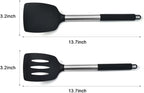 2Pack Small Silicone Turner High Heat Resistant Slotted Spatula for Fish, Eggs, Pancakes and More (Set of 2, Red2)