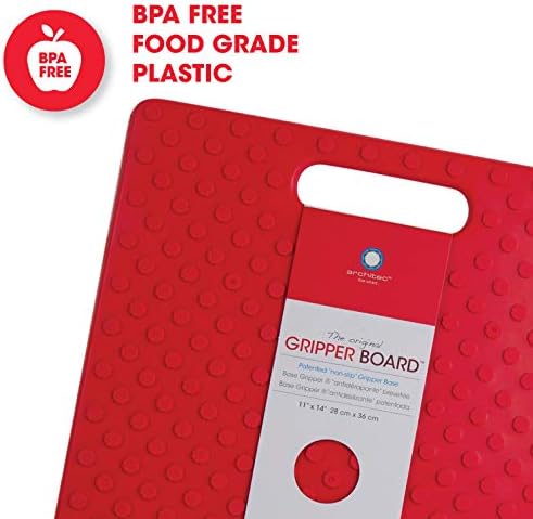 Architec Original Gripper Barboard, 5" by 7", Red, Patented Non-Slip Technology and Dishwasher Safe Cutting Board