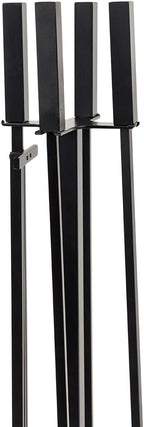 Modern Ember Harriet 5 Piece Fireplace Tool Set in Black | Includes Brush, Shovel, Fire Poker, Tongs, and Stand | Heavy-Duty Steel | Heat-Resistant Powder Coating Finish