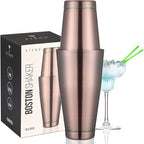 Boston Cocktail Shaker Antique Copper, Cocktail Shaker Tins Weighted, Bar Shaker Set Bartender Shakers for Bartending - Martini Shaker Stainless Steel Drink Mixer | Bar Tools Metal Shaking Tin