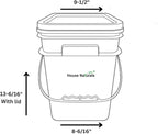 House Naturals 4 Gallon Square Food Grade Bucket Pail with Plastic Handles and Lid (Pack of 3) Made in USA containers (Blue/Red/White)