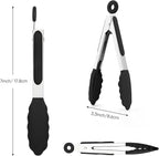 Small Silicone Tongs for Cooking,3 PCS 7-Inch Mini Serving Tong-600°F Heat Resistant Non Stick Stainless Steel Tong s with Silicone Tips Food Tong Cooking Tongs for Salad,Buffet Serving(Black)