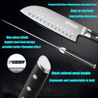 Kitory Santoku Knife 7", Full Tang Pakkawood Handle, Japanese Kitchen Chopping Knife for Vegetables fruit and cheese, Forged German High Carbon Steel, 2024 Gifts-Metadrop Series