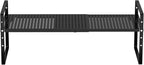 iPEGTOP Large Expandable Cabinet Storage Shelf Organizer Rack, Heavy Duty Stackable Steel Metal Spice Rack Adjustable Height Office Pantry Garage Shelves for Counter Kitchen, Black - 1 Pack
