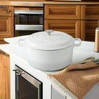 Enameled Cast Iron Dutch Oven Pot With Lid, Dutch Oven for Sourdough Bread Baking Round Pot Dule Handle, 6 Quart, White
